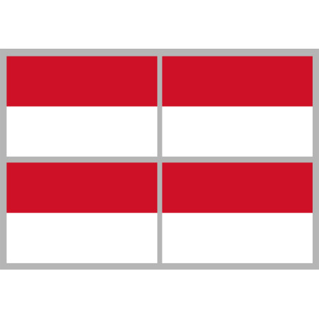 Drapeau Monaco - 4 stickers - 9.5 x 6.3 cm - Sticker/autocollant