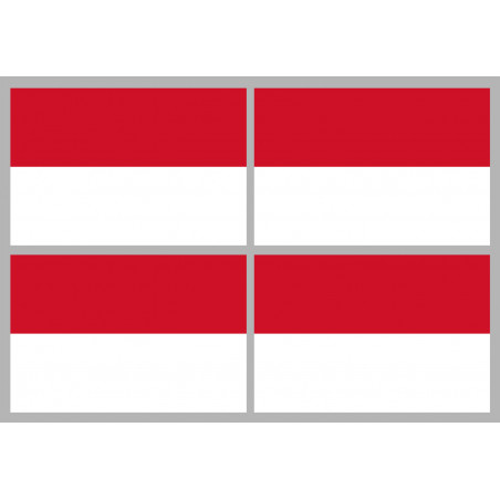 Drapeau Monaco - 4 stickers - 9.5 x 6.3 cm - Autocollant(sticker)