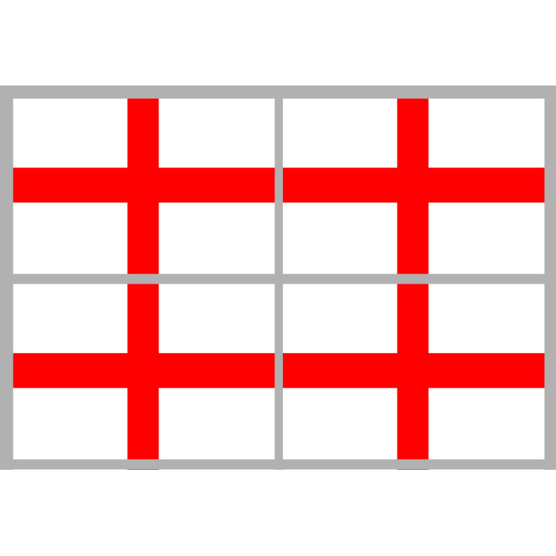 Drapeau Angleterre - 4 stickers - 9.5 x 6.3 cm - Sticker/autocollant