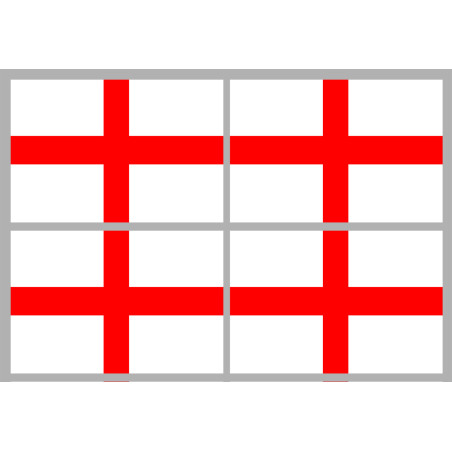 Drapeau Angleterre - 4 stickers - 9.5 x 6.3 cm - Sticker/autocollant