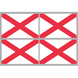 Drapeau Irlande du Nord - 4 stickers - 9.5 x 6.3 cm - Sticker/autocoll