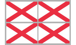 Drapeau Irlande du Nord - 4 stickers - 9.5 x 6.3 cm - Autocollant(sticker)
