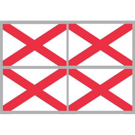 Drapeau Irlande du Nord - 4 stickers - 9.5 x 6.3 cm - Sticker/autocoll