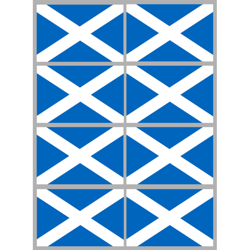 Drapeau Ecosse - 8 stickers - 9.5 x 6.3 cm - Sticker/autocollant