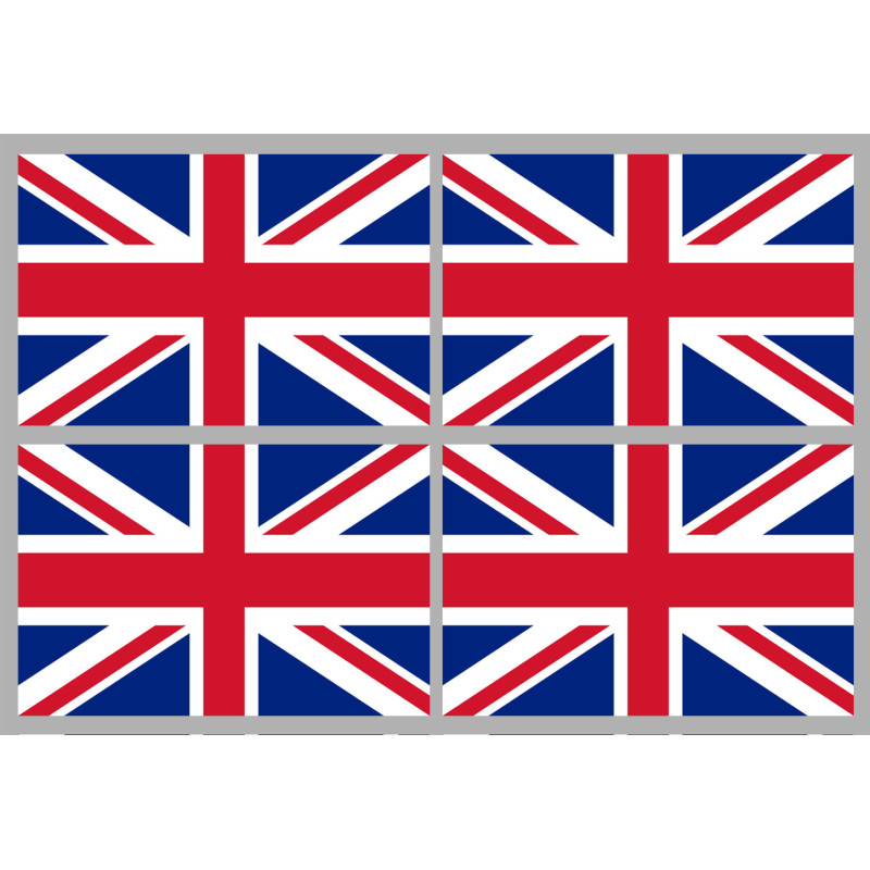 drapeau Grande Bretagne - 4 stickers - 9.5 x 6.3 cm - Sticker/autocoll