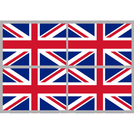 drapeau Grande Bretagne - 4 stickers - 9.5 x 6.3 cm - Sticker/autocoll