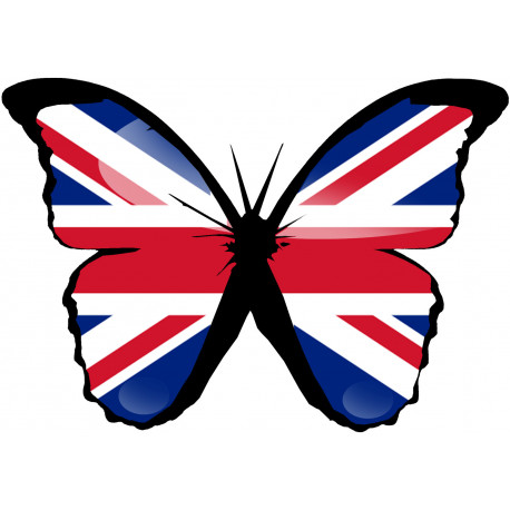 effet papillon Grande Bretagne - 15x10,5cm - Autocollant(sticker)