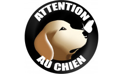 sticker : autocollant : ATTENTION AU CHIEN gentil - 15cm