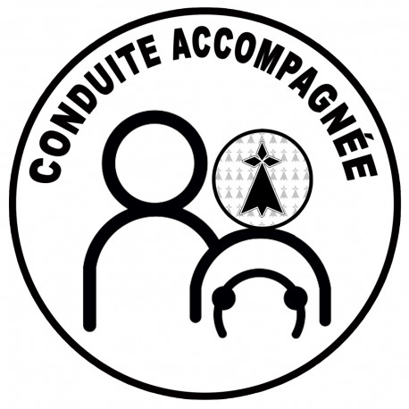 conduite accompagnée Bretagne hermine - 15cm - Autocollant(sticker)