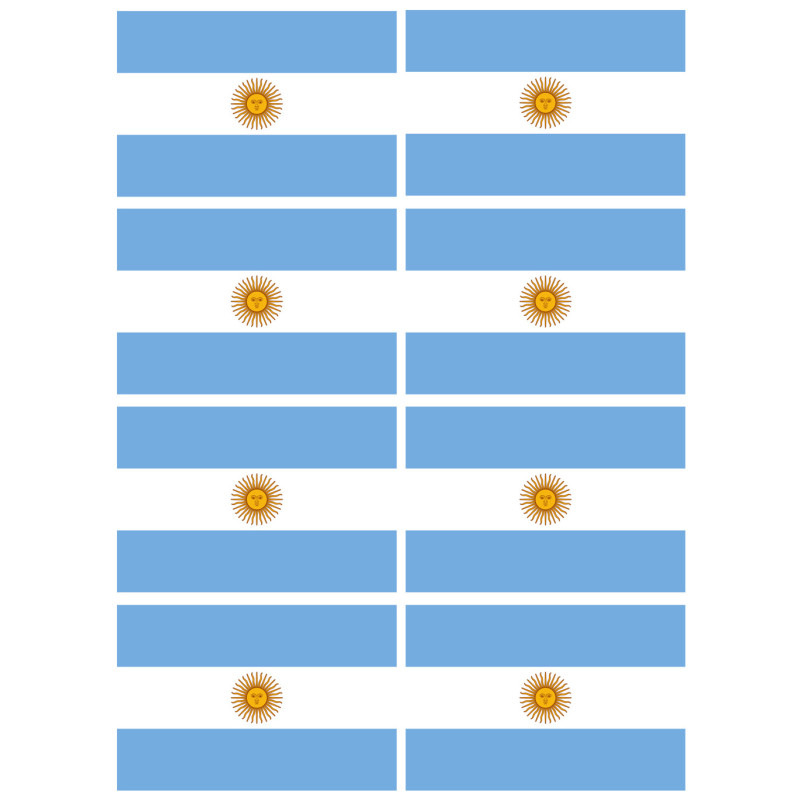 Drapeau Argentine - 8 stickers - 9.5 x 6.3 cm - Sticker/autocollant