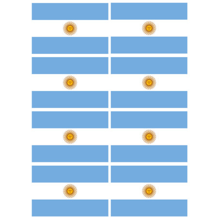 Drapeau Argentine - 8 stickers - 9.5 x 6.3 cm - Sticker/autocollant