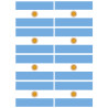 Drapeau Argentine - 8 stickers - 9.5 x 6.3 cm - Sticker/autocollant
