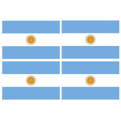 Drapeau Argentine - 4 stickers - 9.5 x 6.3 cm - Sticker/autocollant
