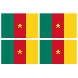 Drapeau Cameroun - 4 stickers - 9.5 x 6.3 cm - Sticker/autocollant