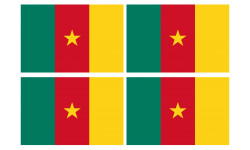 Drapeau Cameroun - 4 stickers - 9.5 x 6.3 cm - Autocollant(sticker)