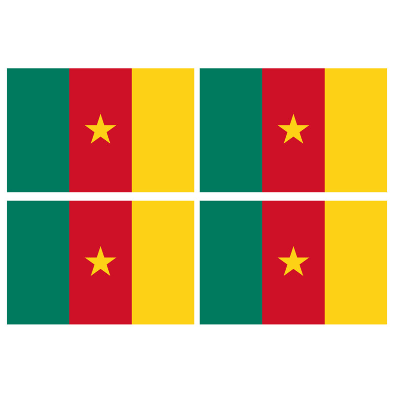 Drapeau Cameroun - 4 stickers - 9.5 x 6.3 cm - Sticker/autocollant