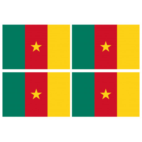 Drapeau Cameroun - 4 stickers - 9.5 x 6.3 cm - Autocollant(sticker)