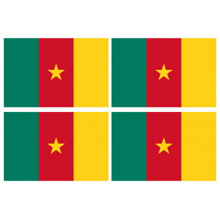 Drapeau Cameroun - 4 stickers - 9.5 x 6.3 cm - Autocollant(sticker)