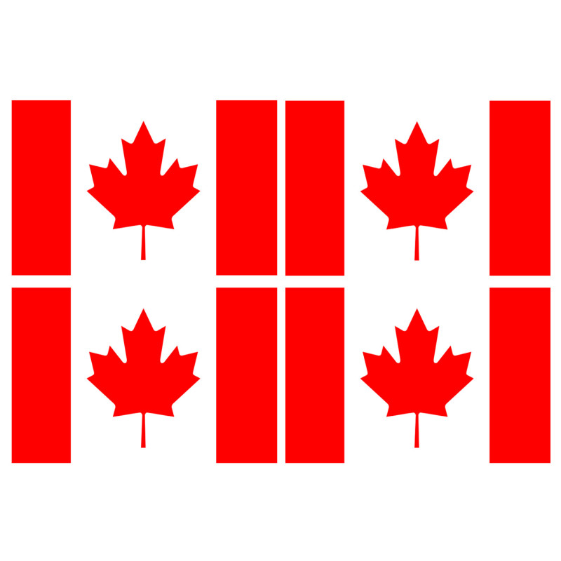 Drapeau Canada - 4 stickers - 9.5 x 6.3 cm - Sticker/autocollant