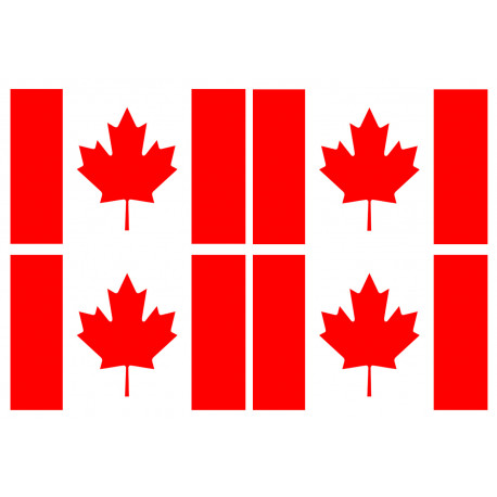 Drapeau Canada - 4 stickers - 9.5 x 6.3 cm - Autocollant(sticker)