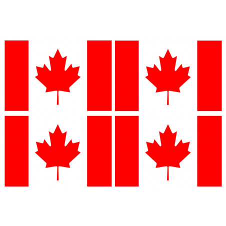 Drapeau Canada - 4 stickers - 9.5 x 6.3 cm - Autocollant(sticker)