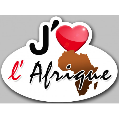 Autocollant (sticker): J'aime l'Afrique - 15x11cm