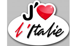 Autocollant (sticker): J'aime l'Italie - 15x11cm