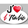 Autocollant (sticker): J'aime l'Italie - 15x11cm