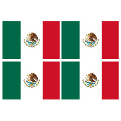 Drapeau Mexique - 4 stickers de 9,5x6.3 cm - Sticker/autocollant