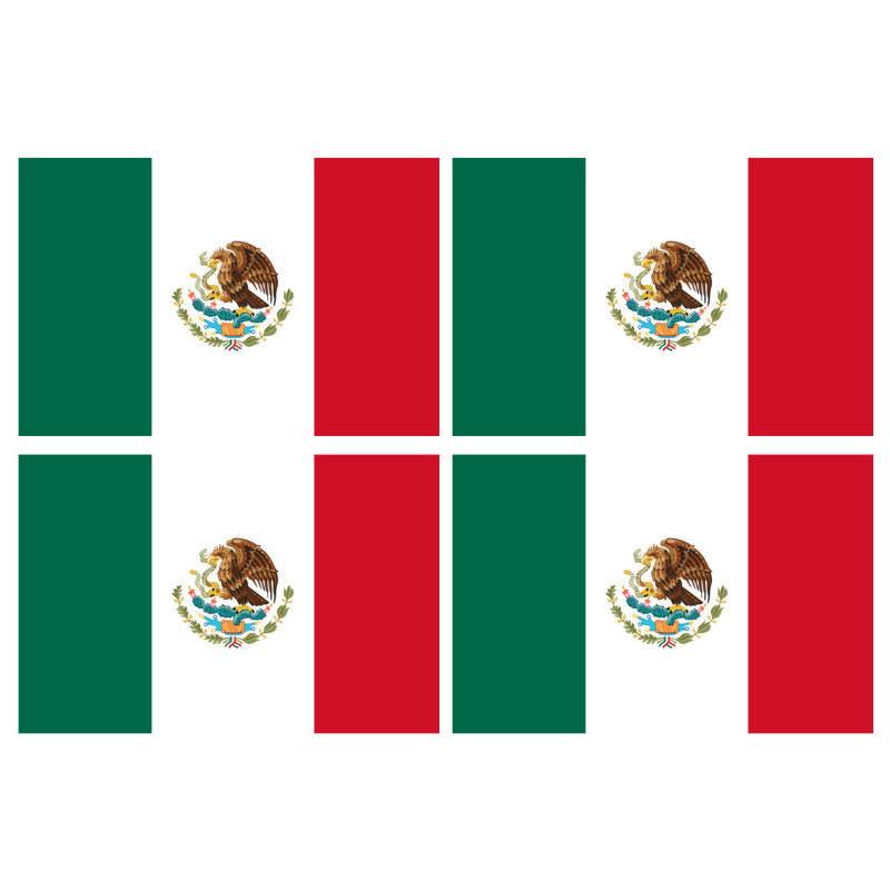Drapeau Mexique - 4 stickers de 9,5x6.3 cm - Sticker/autocollant