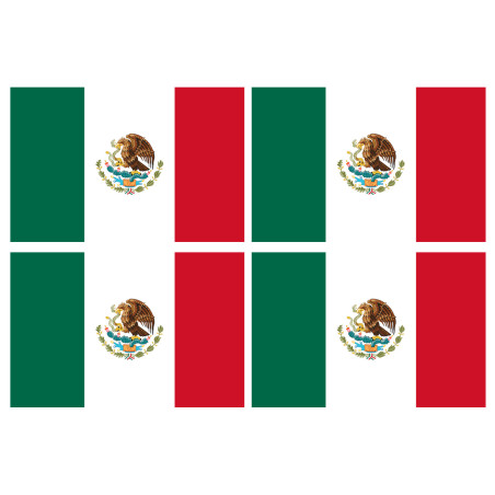 Drapeau Mexique - 4 stickers de 9,5x6.3 cm - Sticker/autocollant