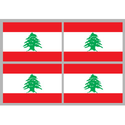 Drapeau Liban - 4 stickers 9,5x6,3 cm - Sticker/autocollant