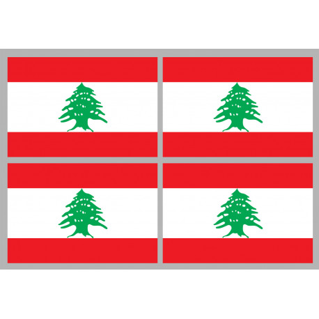 Drapeau Liban - 4 stickers 9,5x6,3 cm - Autocollant(sticker)