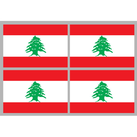 Drapeau Liban - 4 stickers 9,5x6,3 cm - Sticker/autocollant