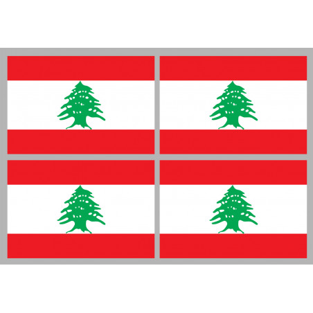 Drapeau Liban - 4 stickers 9,5x6,3 cm - Autocollant(sticker)