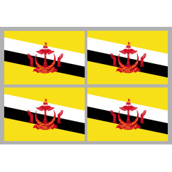 Drapeau Brunei - 4 stickers - 9.5 x 6.3 cm - Sticker/autocollant