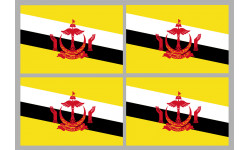 Drapeau Brunei - 4 stickers - 9.5 x 6.3 cm - Autocollant(sticker)