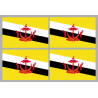 Drapeau Brunei - 4 stickers - 9.5 x 6.3 cm - Autocollant(sticker)