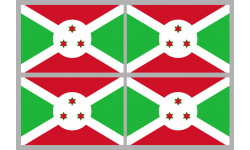 Drapeau Burundi - 4 stickers - 9.5 x 6.3 cm - Autocollant(sticker)