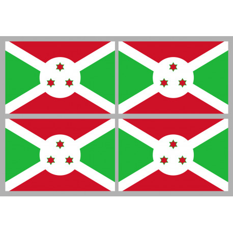 Drapeau Burundi - 4 stickers - 9.5 x 6.3 cm - Autocollant(sticker)