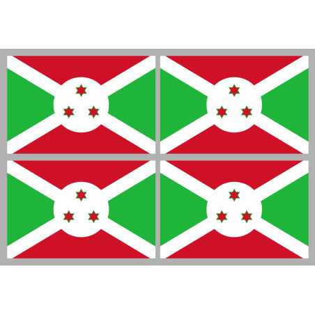 Drapeau Burundi - 4 stickers - 9.5 x 6.3 cm - Sticker/autocollant