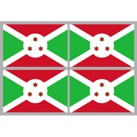 Drapeau Burundi - 4 stickers - 9.5 x 6.3 cm - Autocollant(sticker)