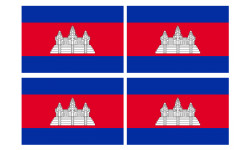 Drapeau Cambodge - 4 stickers - 9.5 x 6.3 cm - Autocollant(sticker)