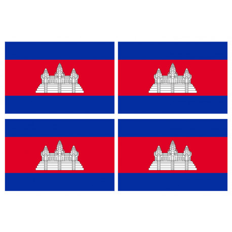 Drapeau Cambodge - 4 stickers - 9.5 x 6.3 cm - Autocollant(sticker)