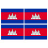 Drapeau Cambodge - 4 stickers - 9.5 x 6.3 cm - Sticker/autocollant