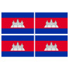 Drapeau Cambodge - 4 stickers - 9.5 x 6.3 cm - Autocollant(sticker)