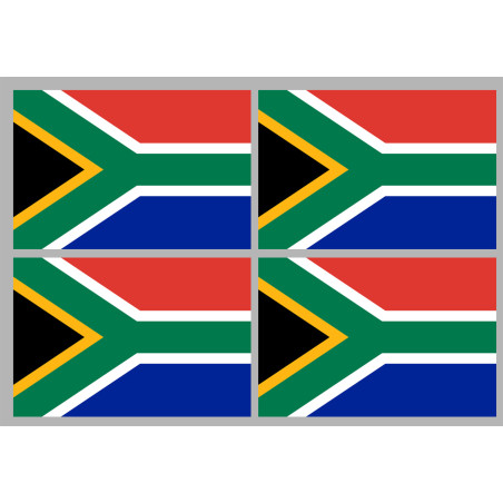 Drapeau Afrique du Sud - 4 stickers - 9.5 x 6.3 cm - Sticker/autocolla