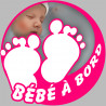 petons bébé à bord fille - 15cm - Autocollant(sticker)