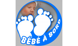 petons bébé à bord garçon - 15cm - Autocollant(sticker)