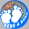 petons bébé à bord garçon - 15cm - Autocollant(sticker)